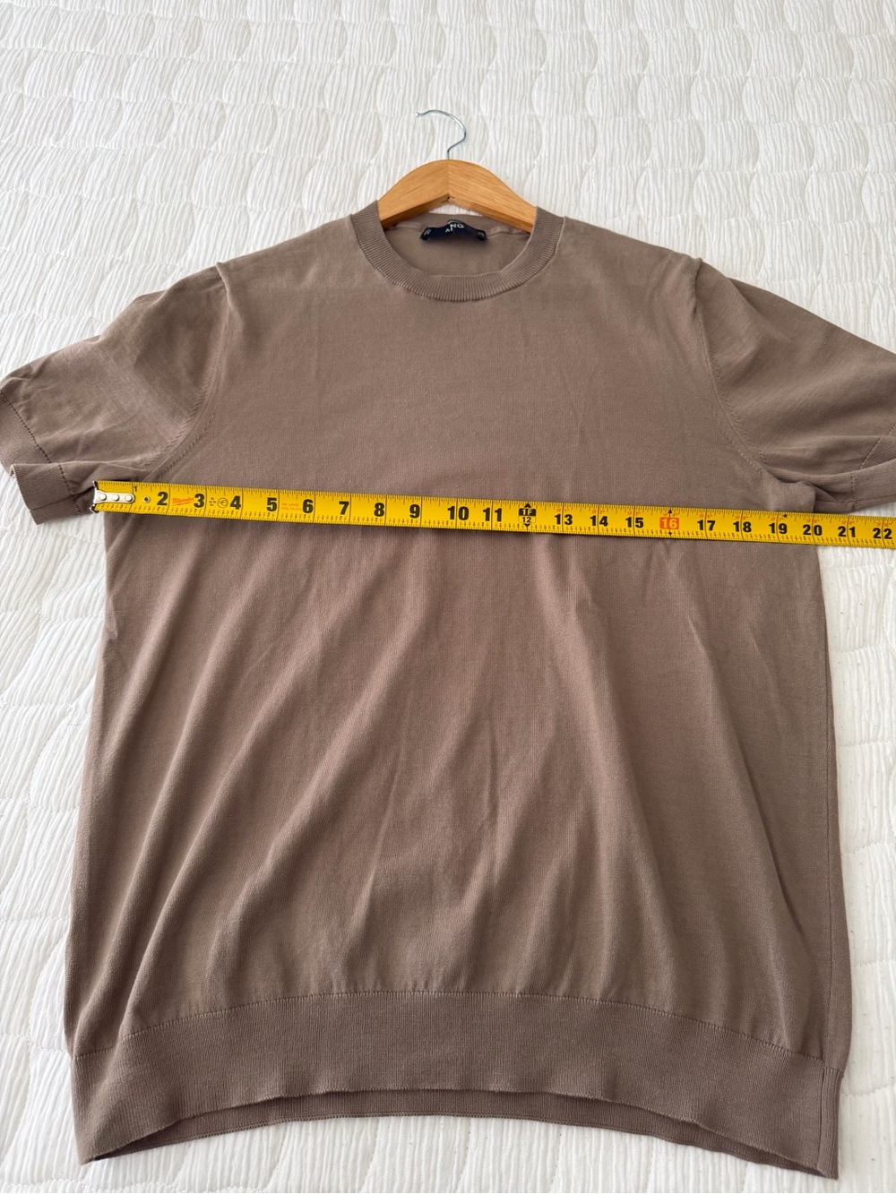 Mango Taupe Crew Neck Short Sleeve Shirt - Picture 2 of 2